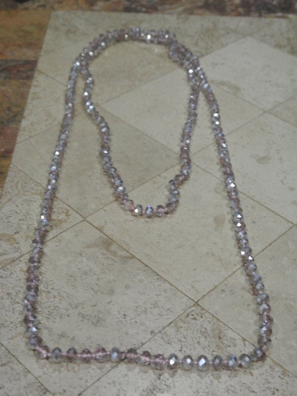 LIGHT PINK 30 INCH FACETED BEAD NECKLACE